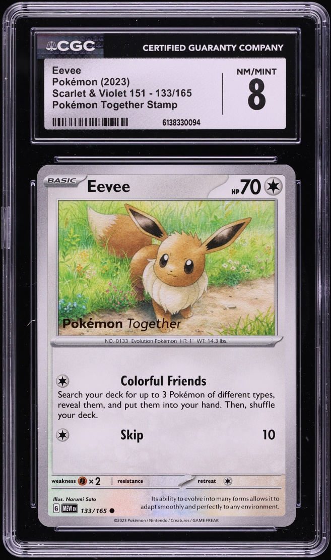 2023 Pokemon Scarlet & Violet 151 Together Stamp Eevee #133 CGC 8 NM-MT