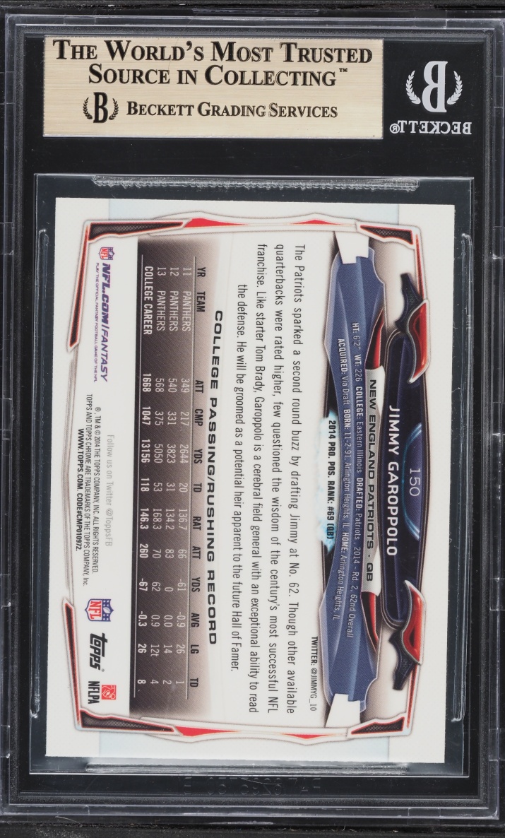 2014 Topps Chrome Jimmy Garoppolo ROOKIE #150 BGS 9.5 GEM MINT