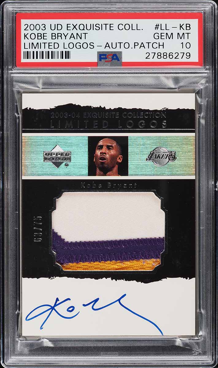 2003 Exquisite Collection Limited Logos Kobe Bryant PATCH AUTO /75 #KB PSA 10