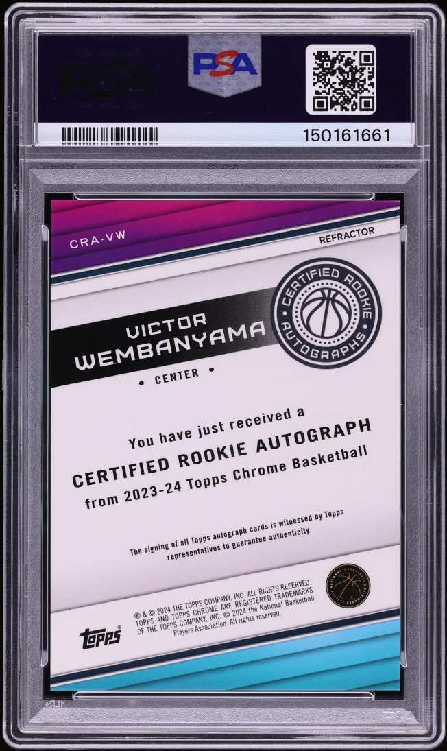 2023 Topps Chrome Certified Refractor Victor Wembanyama ROOKIE AUTO #CRA-VW PSA 9 MINT