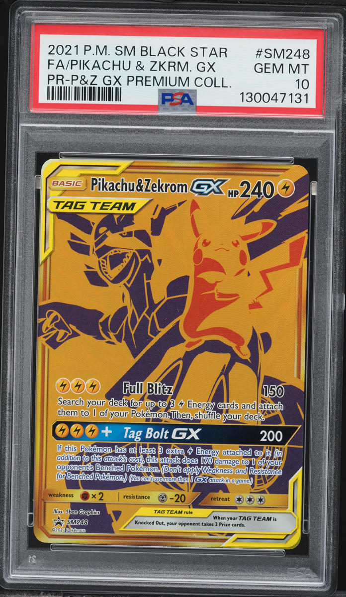 2021 Pokemon SM Promo Premium Collection Full Art Pikachu & Zekrom GX #SM248 PSA 10 GEM MINT