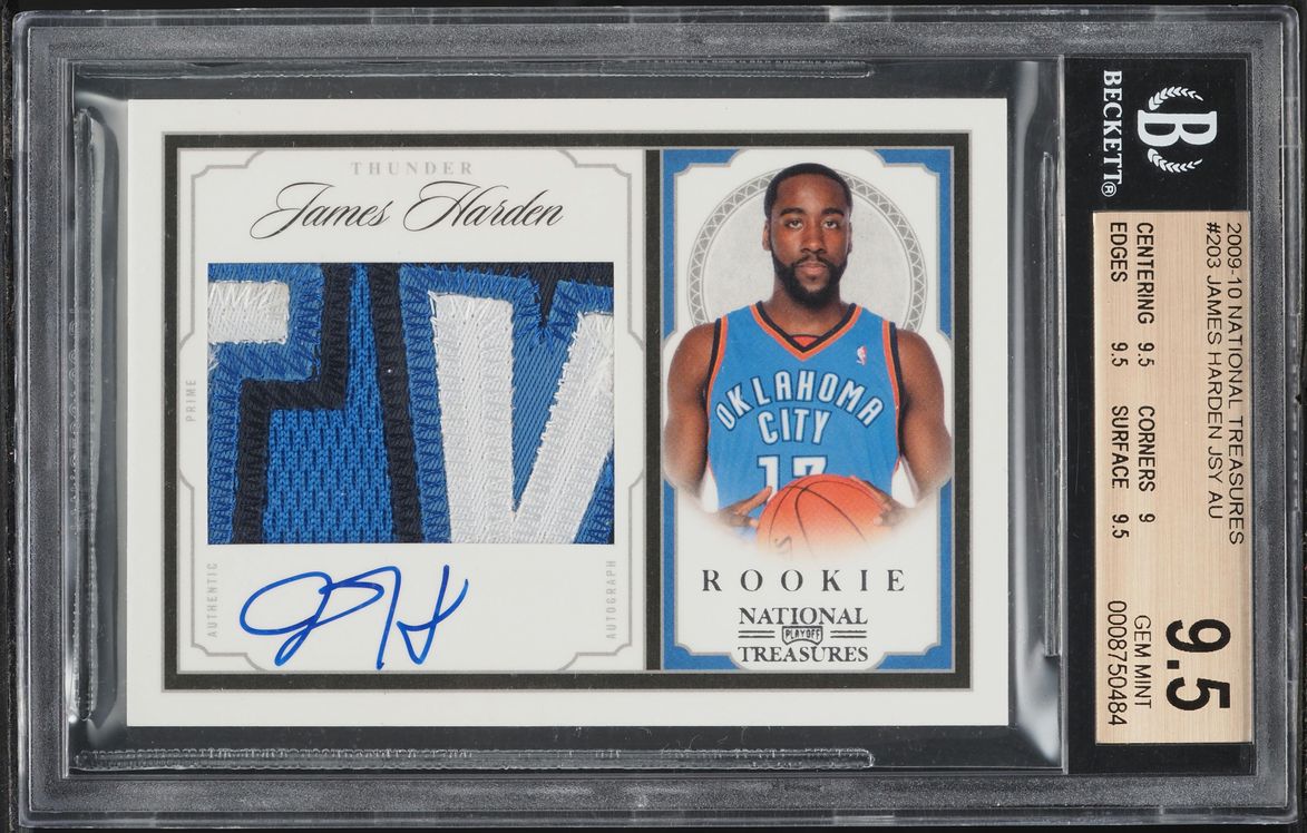 2009 National Treasures James Harden ROOKIE PATCH AUTO /99 #203 BGS 9.5 GEM MINT