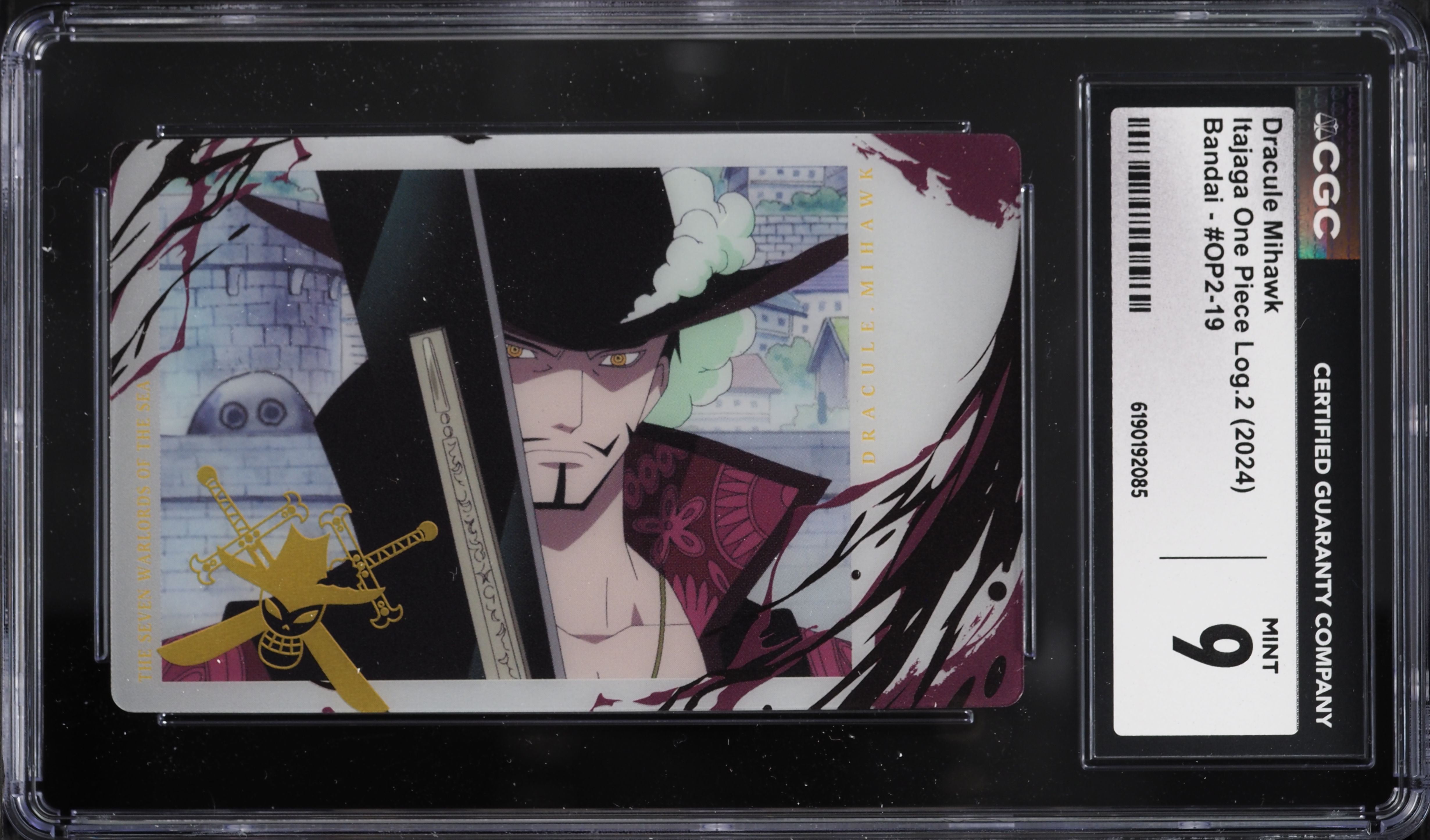 2024 One Piece Japanese Bandai Itajaga Log. 2 Dracule Mihawk #OP2-19 CGC 9 MINT