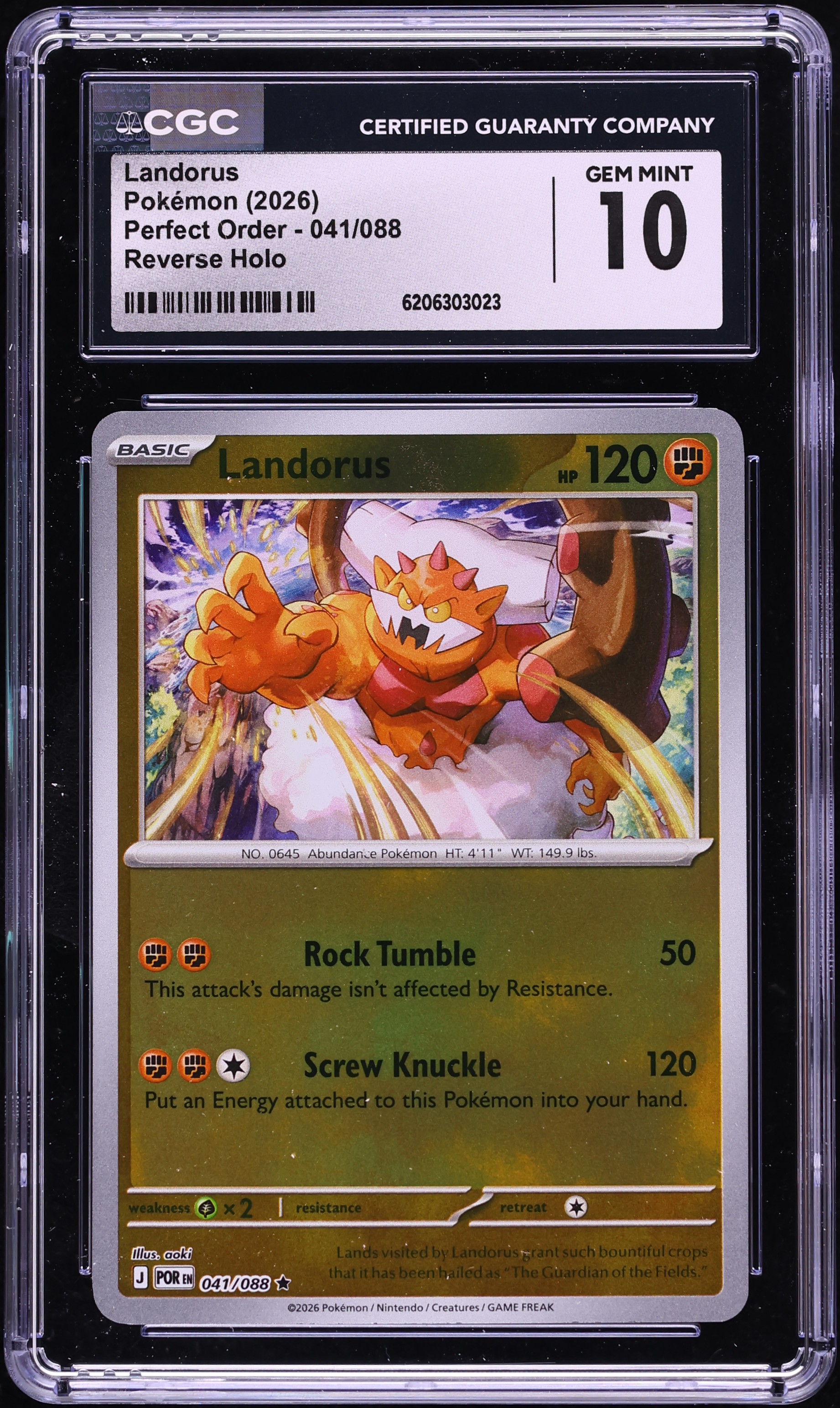 2026 Pokemon Mega Evolution Perfect Order Reverse Holo Landorus #41 CGC 10 GEM MINT