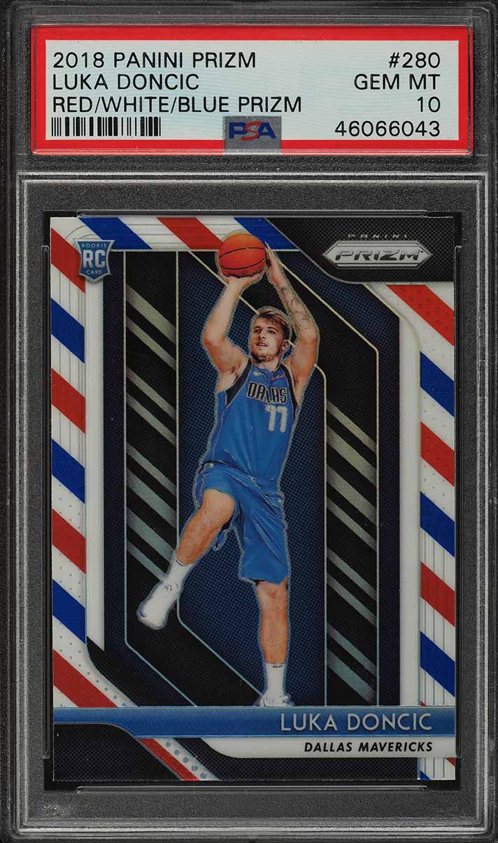 2018 Panini Prizm White Sparkle Luka Doncic ROOKIE #280 PSA