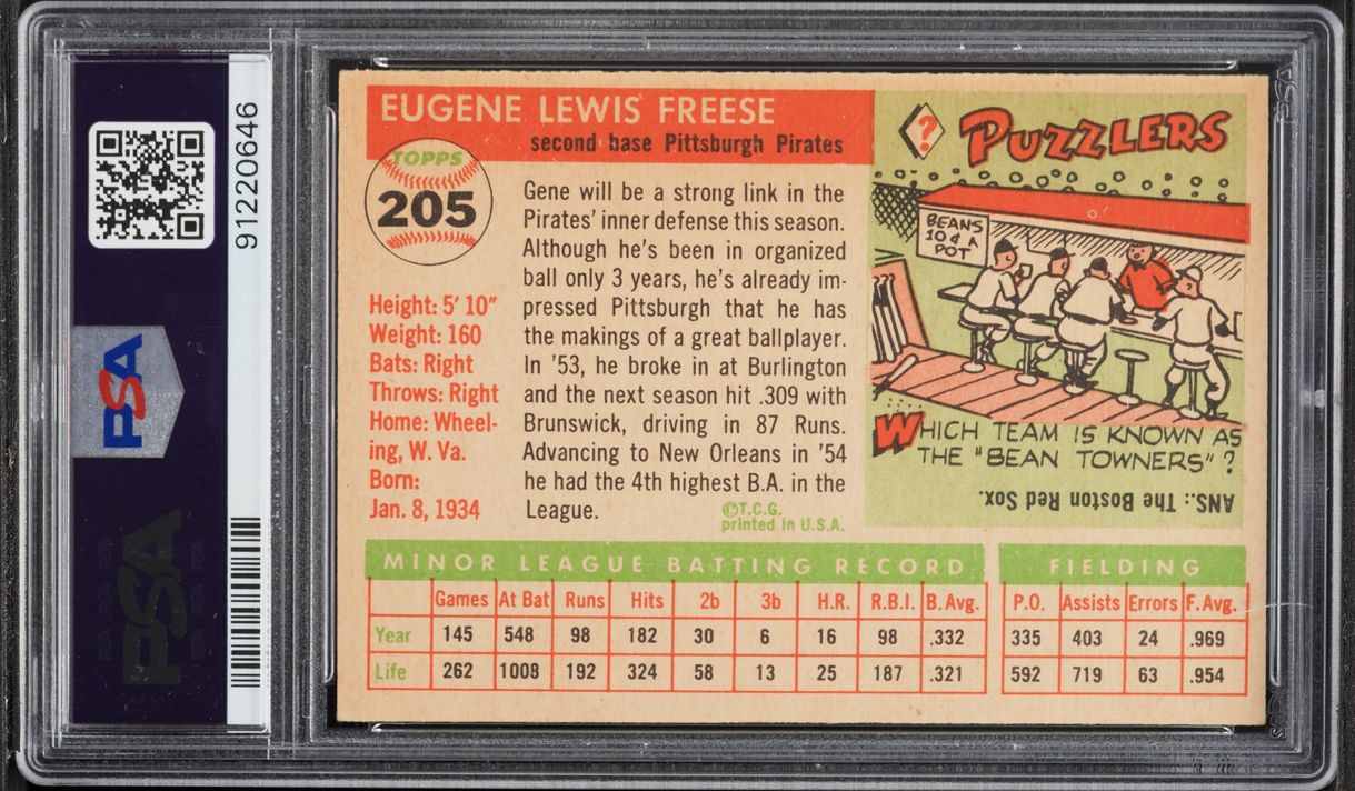 1955 Topps Gene Freese ROOKIE #205 PSA 5 EX