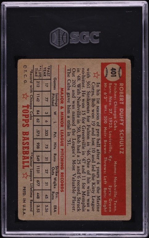 1952 Topps Bob Schultz #401 SGC 2.5 GD+
