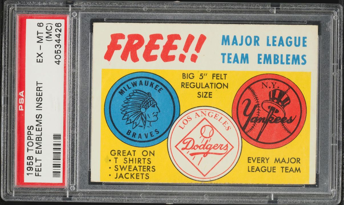 1958 Topps Felt Emblems Insert PSA 6 (MC) EXMT