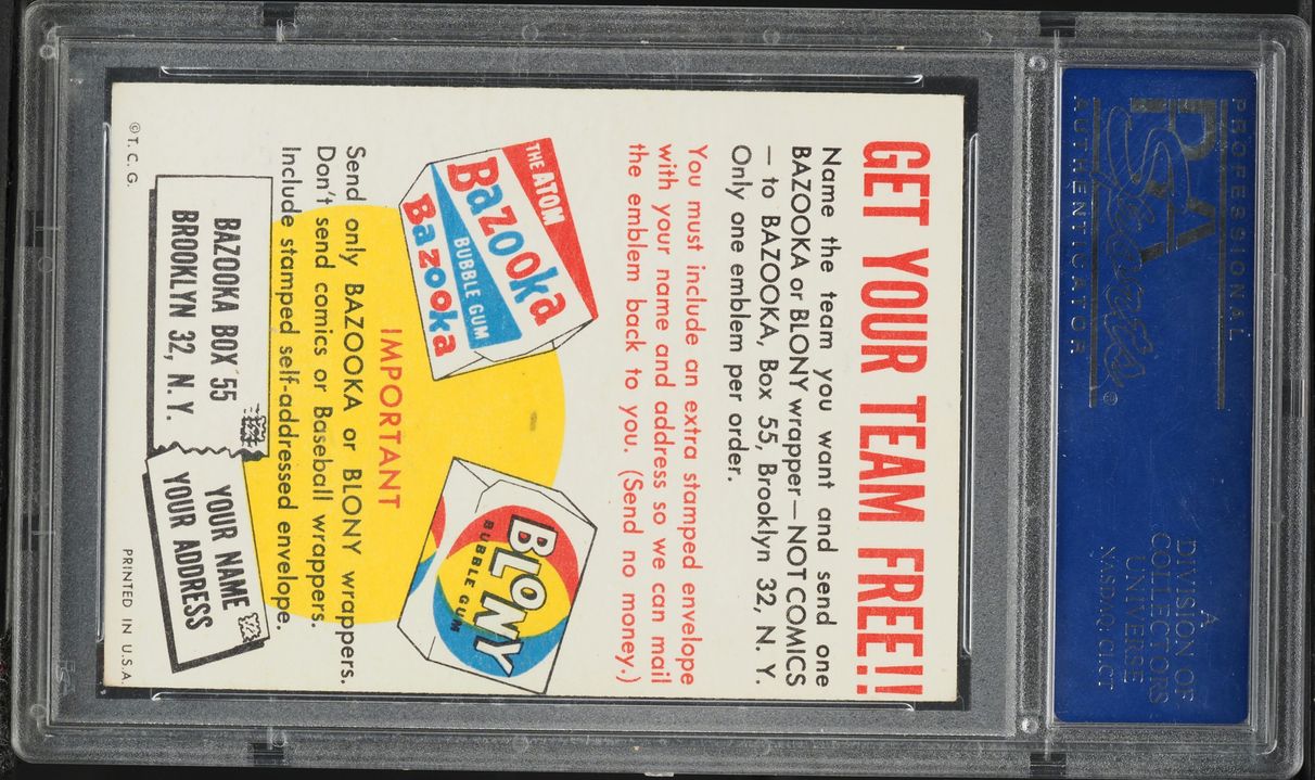 1958 Topps Felt Emblems Insert PSA 6 (MC) EXMT