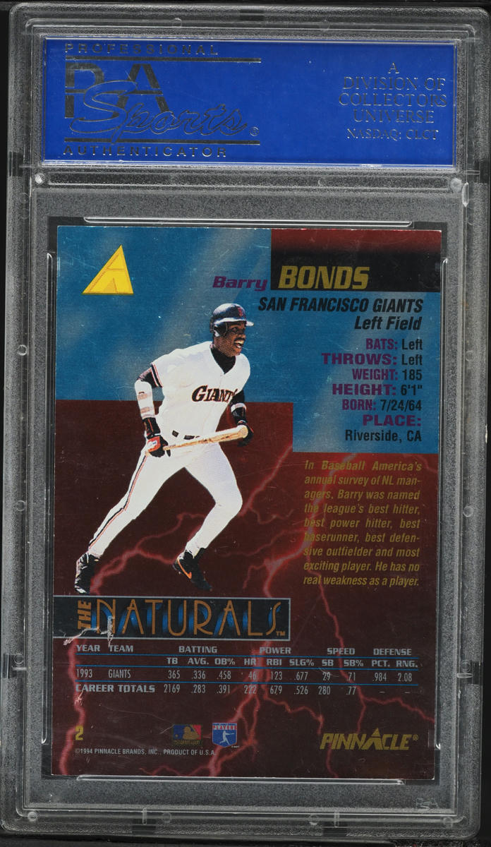1994 Pinnacle The Naturals Barry Bonds AUTO #2 PSA/DNA AUTH