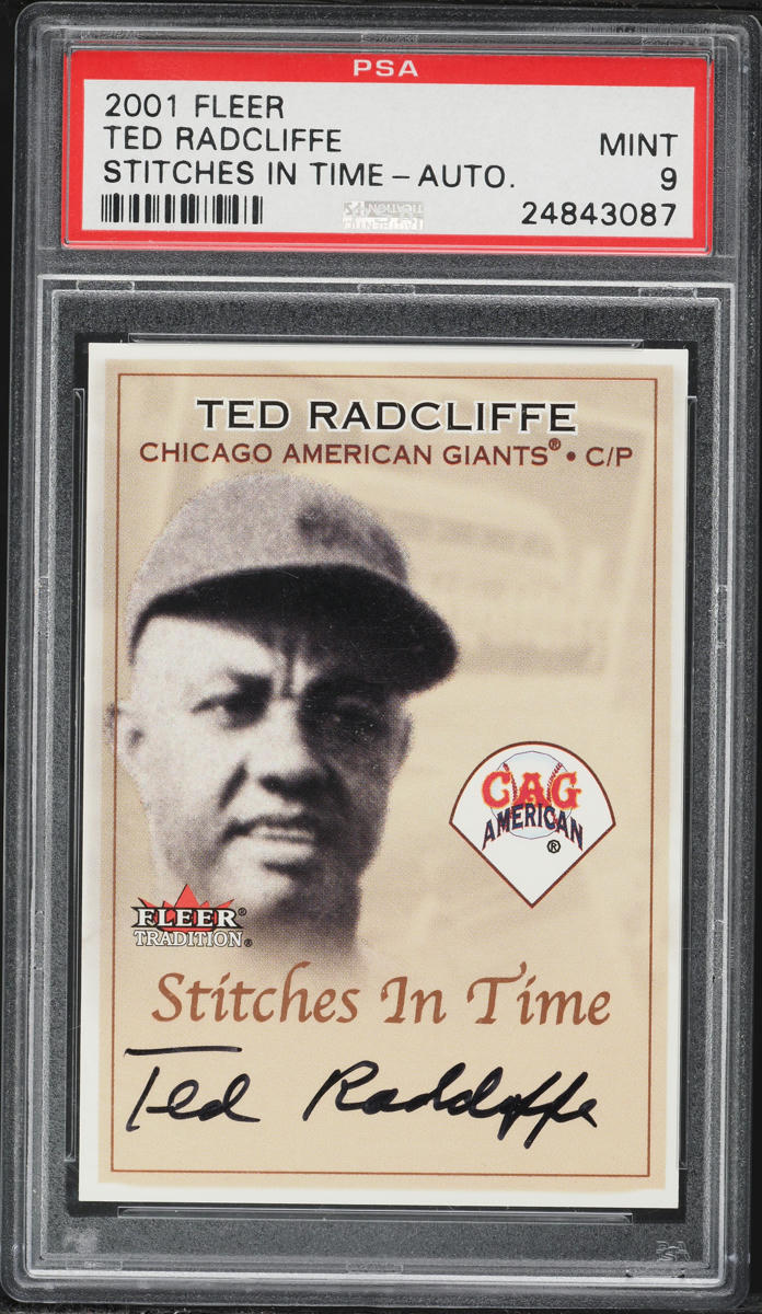2001 Fleer Stitches In Time Ted Radcliffe AUTO PSA 9 MINT