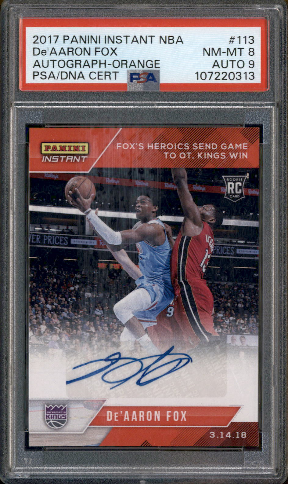 2017 Select Signatures Silver De'Aaron Fox ROOKIE AUTO /199 #RS