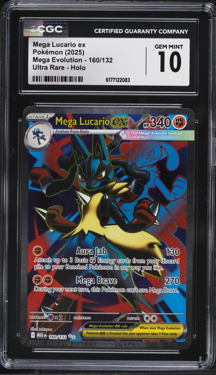 2025 Pokemon Mega Evolution Full Art Mega Lucario Ex #160 CGC 10 GEM MINT