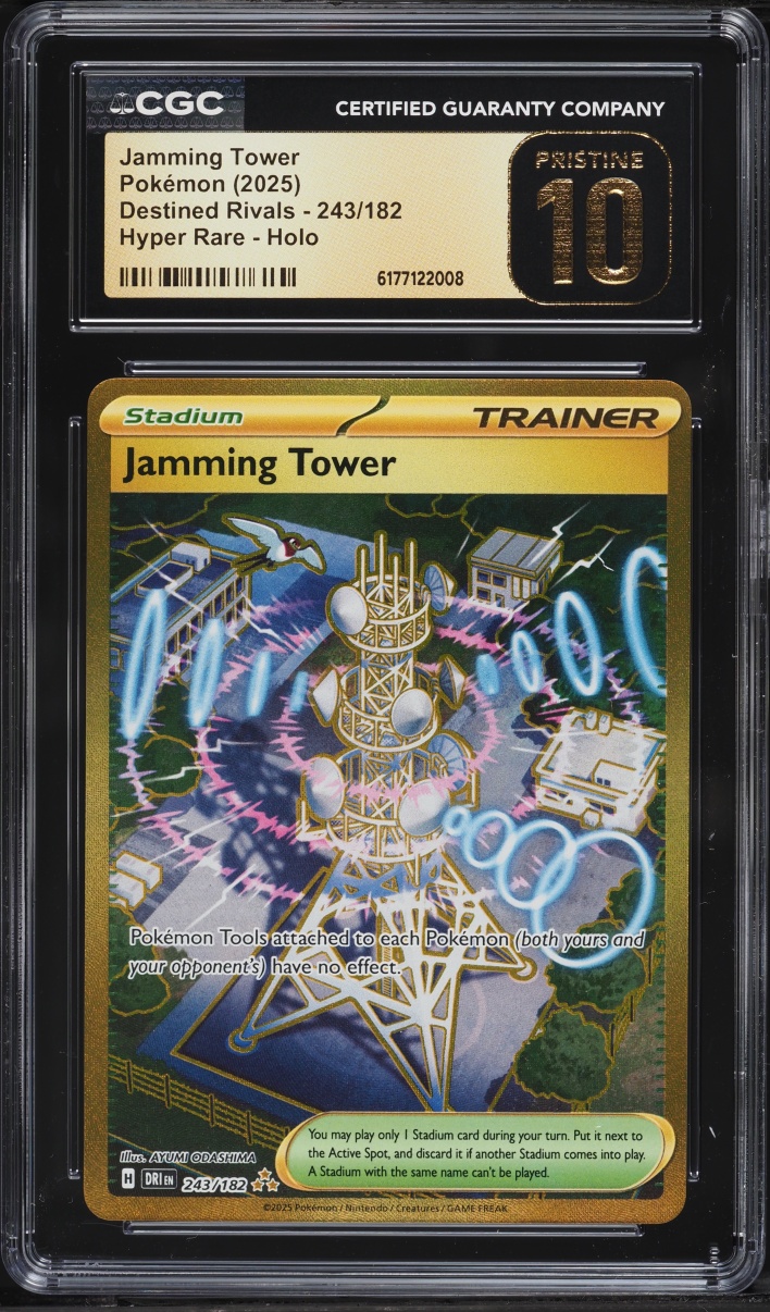 2025 Pokemon Scarlet & Violet Destined Rivals Gold Rare Jamming Tower #243 CGC 10 PRISTINE