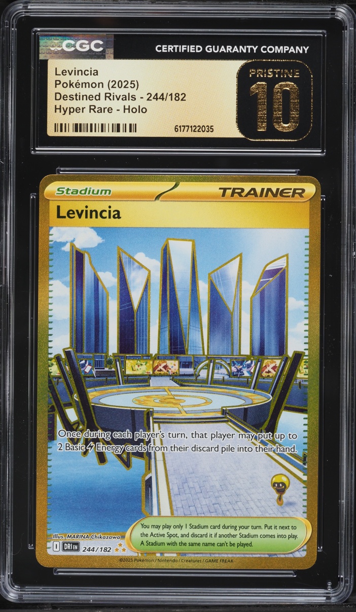 2025 Pokemon Scarlet & Violet Destined Rivals Gold Rare Levincia #244 CGC 10 PRISTINE