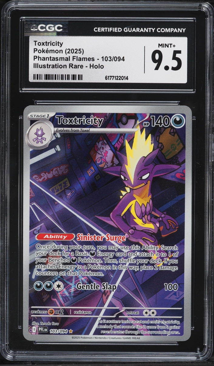 2025 Pokemon Mega Evolution Phantasmal Flames IR Toxtricity #103 CGC 9.5 MINT+