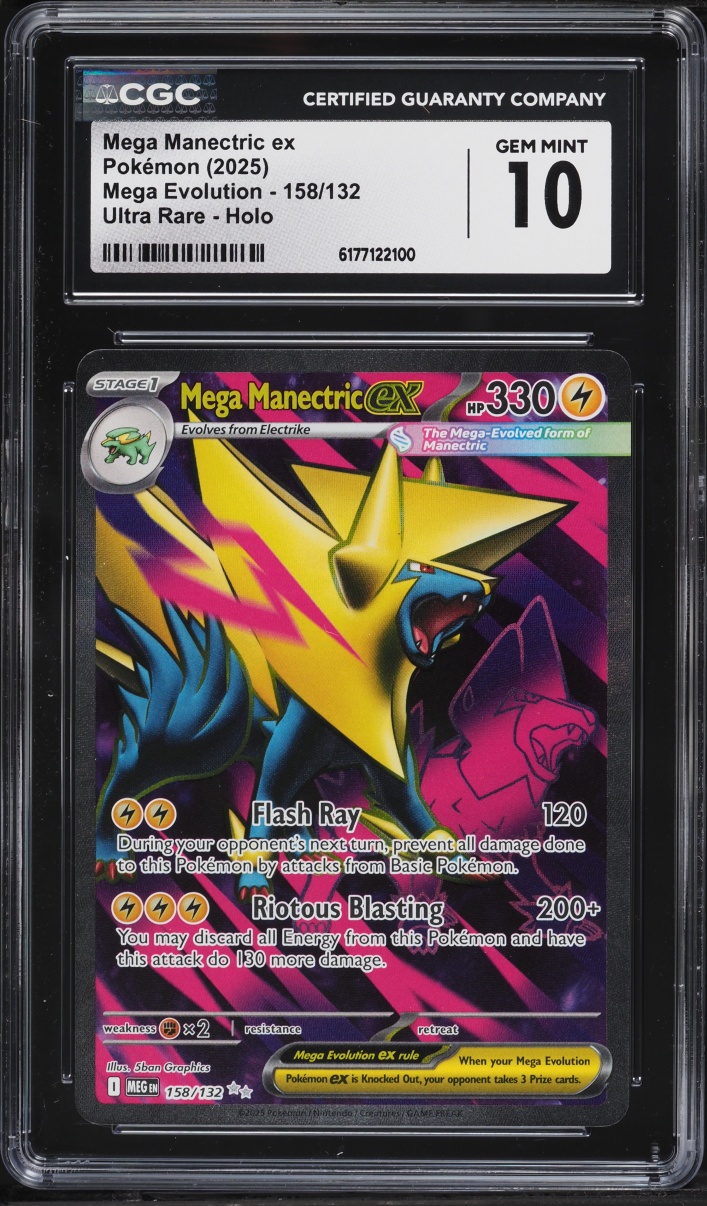 2025 Pokemon Mega Evolution Full Art Mega Manectric Ex #158 CGC 10 GEM MINT