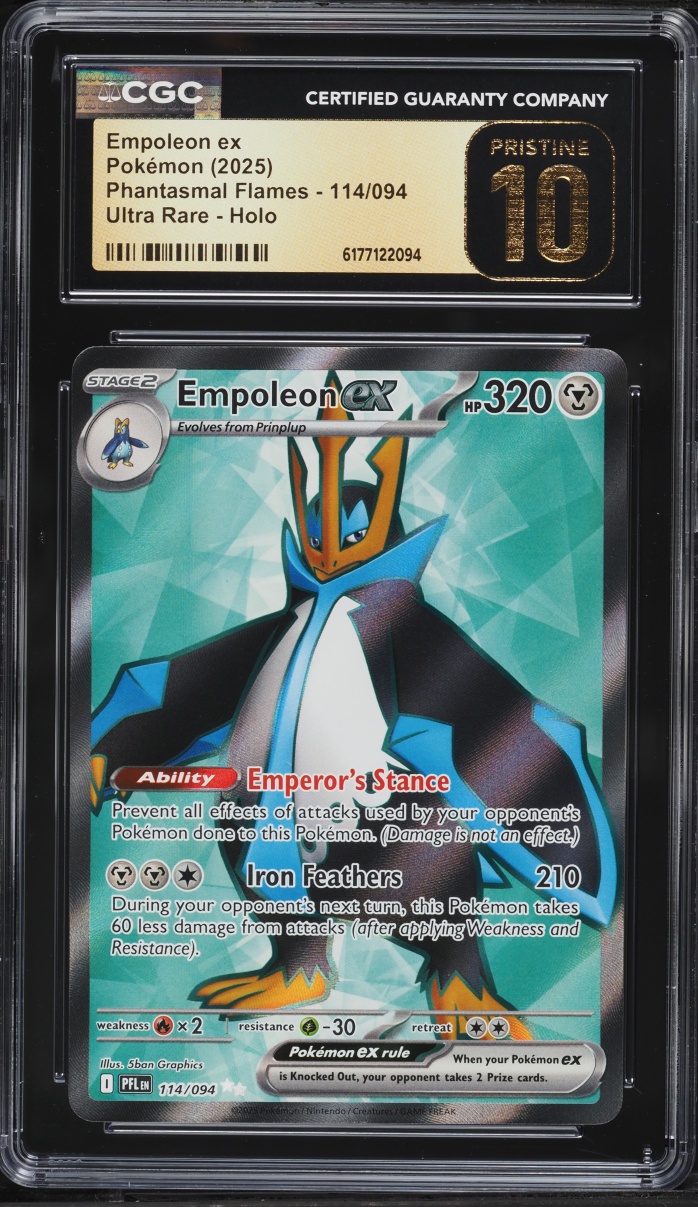 2025 Pokemon Mega Evolution Phantasmal Flames Full Art Empoleon Ex #114 CGC 10 PRISTINE