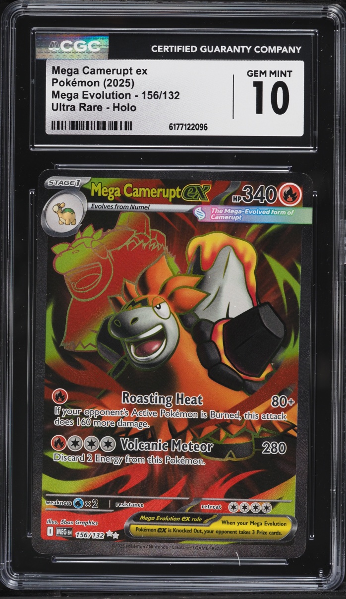 2025 Pokemon Mega Evolution Full Art Mega Camerupt Ex #156 CGC 10 GEM MINT