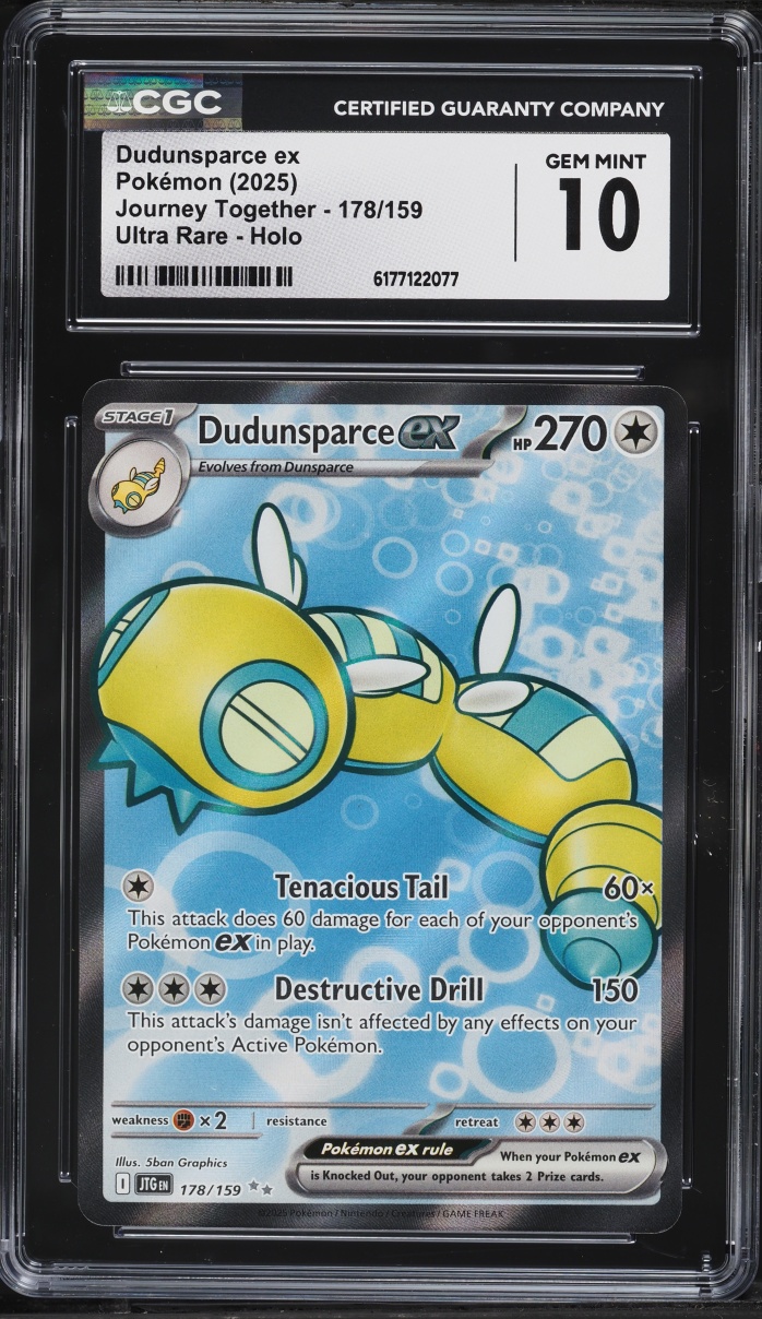 2025 Pokemon Scarlet & Violet Journey Together Full Art Dudunsparce Ex #178 CGC 10 GEM MINT