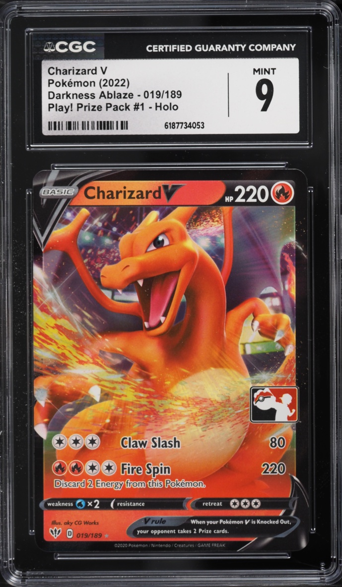 2022 Pokemon SWSH Darkness Ablaze Play! Prize Pack #1 Holo Charizard V #019 CGC 9 MINT