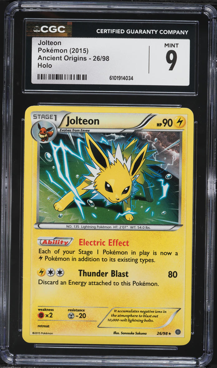 2015 Pokemon XY Ancient Origins Holo Jolteon #26 CGC 9 MINT