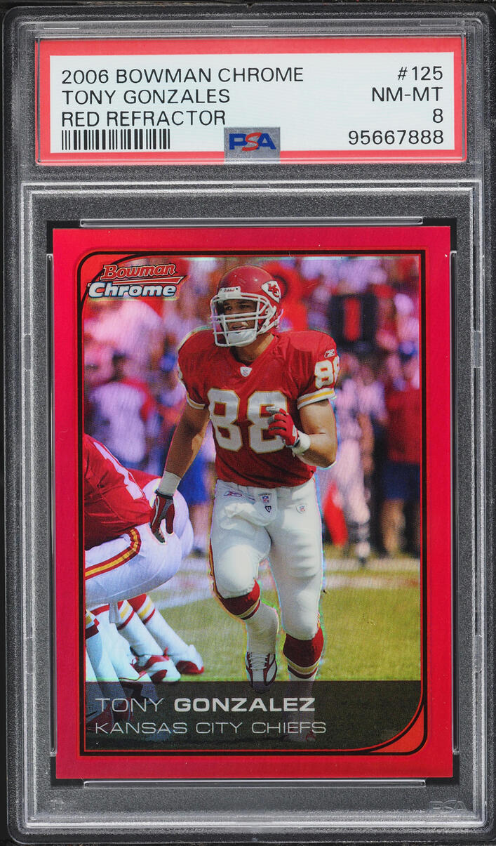 2006 Bowman Chrome Red Refractor Tony Gonzalez /5 #125 PSA 8 NM-MT - Photo 1