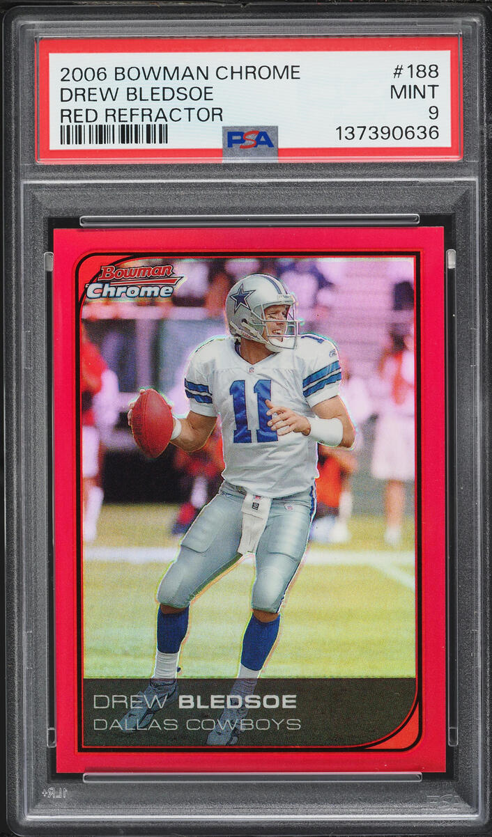 2006 Bowman Chrome Red Refractor Drew Bledsoe 5/5 #188 PSA 9 MINT - Photo 1