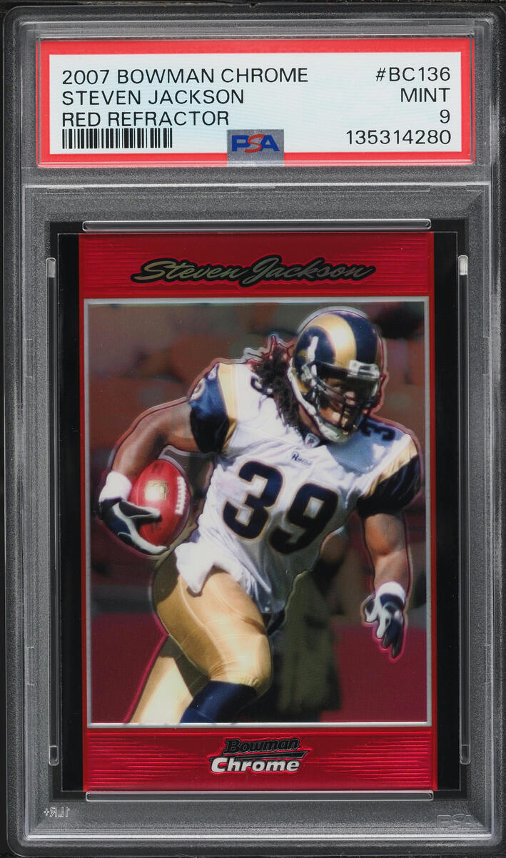 2007 Bowman Chrome Red Refractor Steven Jackson 1/5 #BC136 PSA 9 MINT - Photo 1