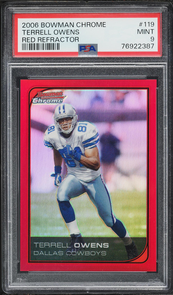 2006 Bowman Chrome Red Refractor Terrell Owens /5 #119 PSA 9 MINT - Photo 1
