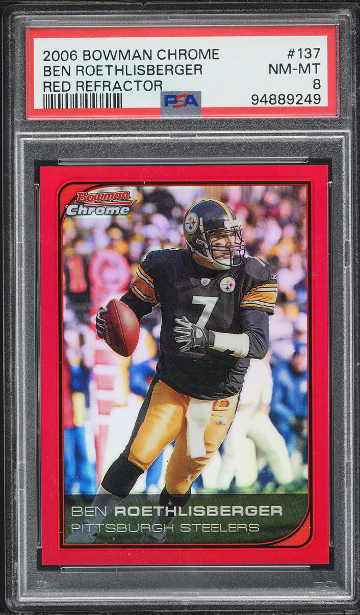 2006 Bowman Chrome Red Refractor Ben Roethlisberger /5 #137 PSA 8 NM-MT - Photo 1