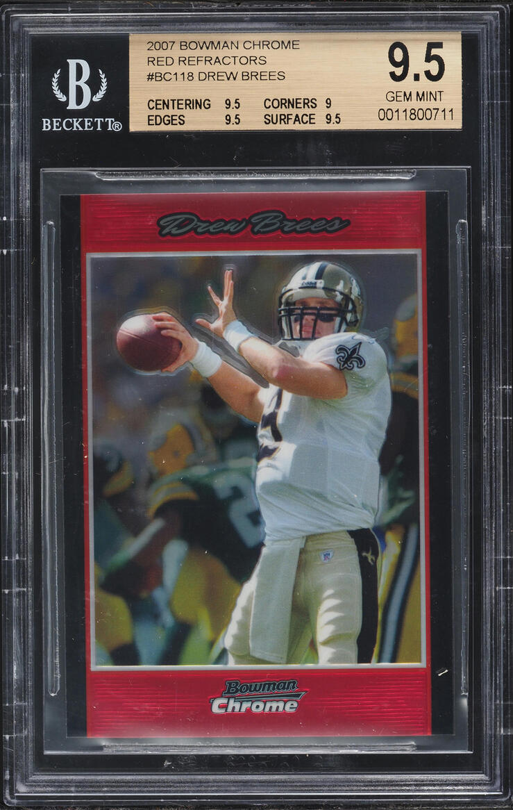 2007 Bowman Chrome Red Refractor Drew Brees 5/5 #BC118 BGS 9.5 GEM MINT - Photo 1