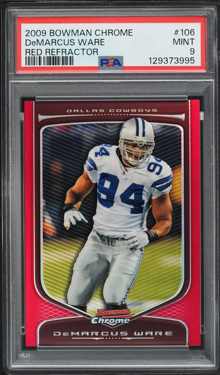 2009 Bowman Chrome Red Refractor Demarcus Ware /5 #106 PSA 9 MINT - Photo 1