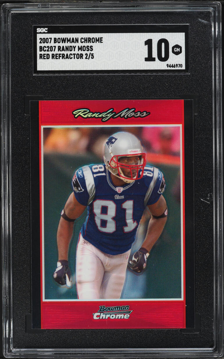 2007 Bowman Chrome Red Refractor Randy Moss /5 #BC207 SGC 10 GEM MINT - Photo 1