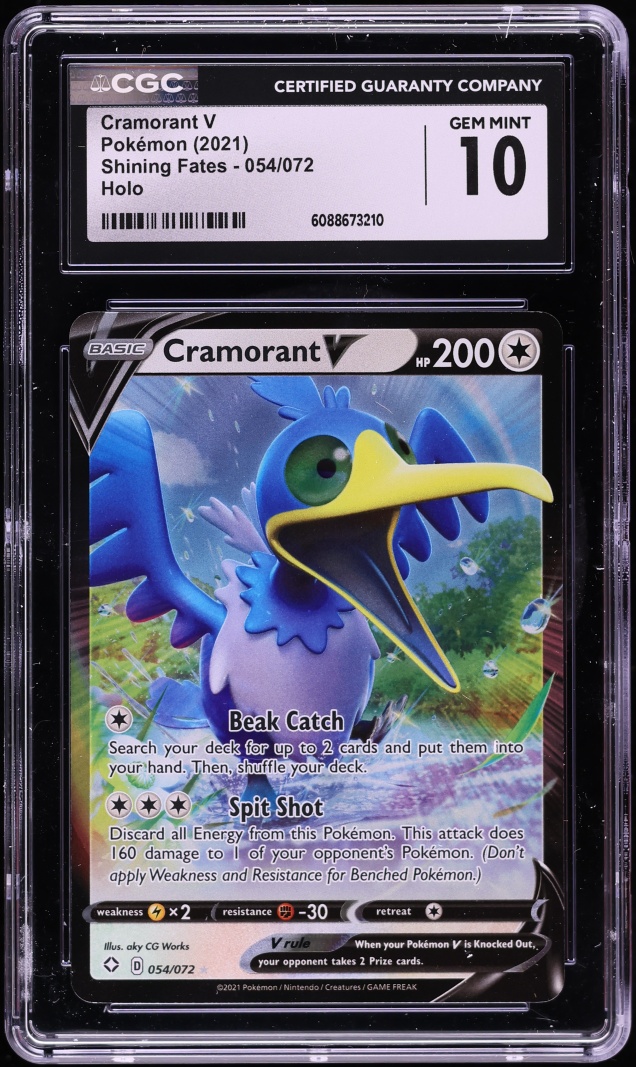 2021 Pokemon Sword & Shield Shining Fates Holo Cramorant V #054 CGC 10 GEM MINT