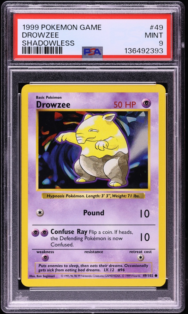 1999 Pokemon Base Set Shadowless Drowzee #49 PSA 9 MINT
