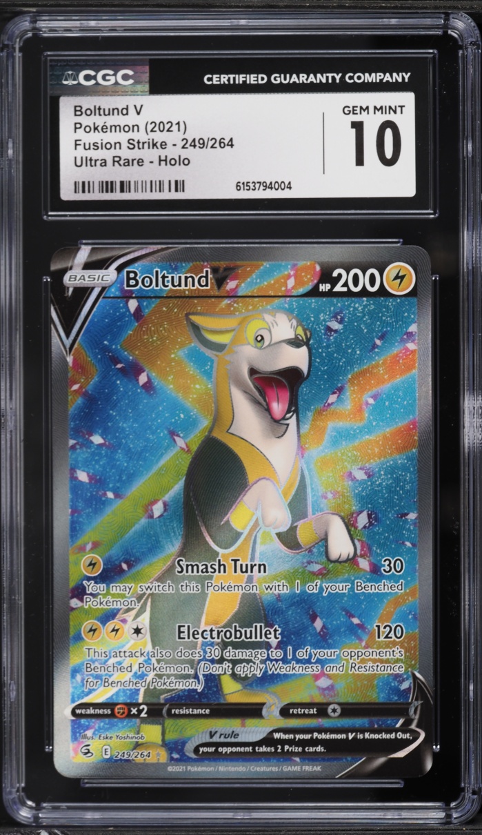 2021 Pokemon Sword & Shield Fusion Strike Full Art Boltund V #249 CGC 10 GEM MINT
