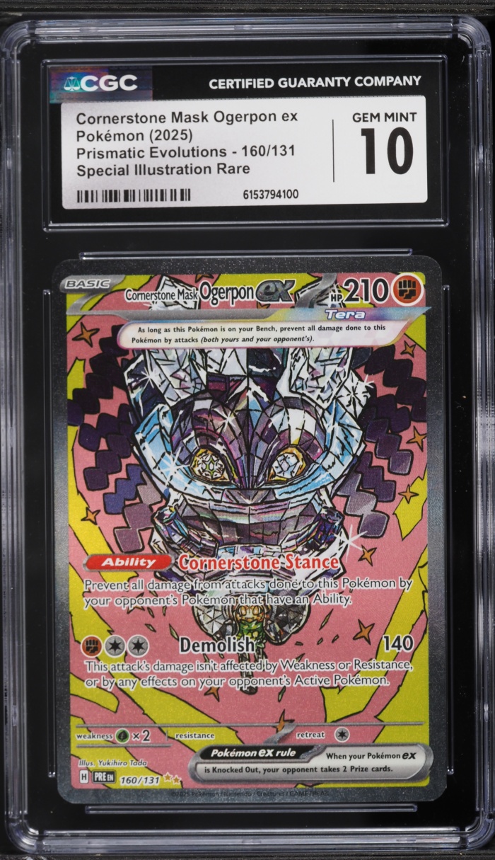 2025 Pokemon SV Prismatic Evolutions SIR Cornerstone Mask Ogerpon EX #160 CGC 10 GEM MINT