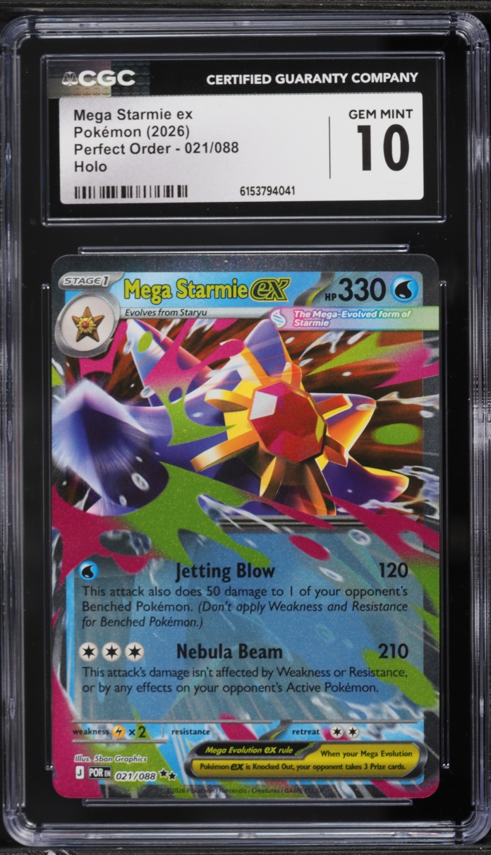 2026 Pokemon Mega Evolution Perfect Order Holo Mega Starmie Ex #021 CGC 10 GEM MINT