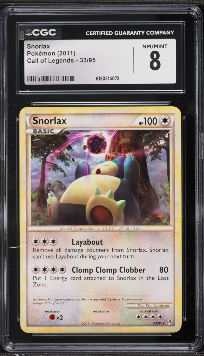 2011 Pokemon Call Of Legends Snorlax #33 CGC 8 NM-MT