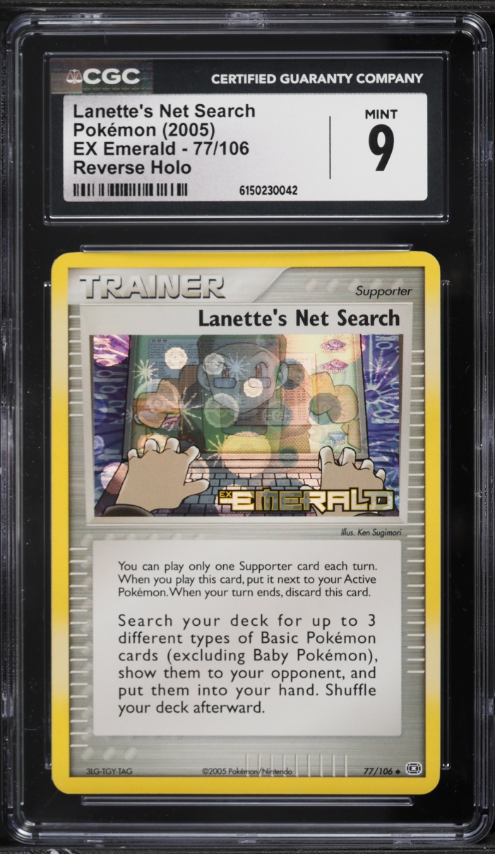2005 Pokemon EX Emerald Reverse Holo Lanette's Net Search #77 CGC 9 MINT