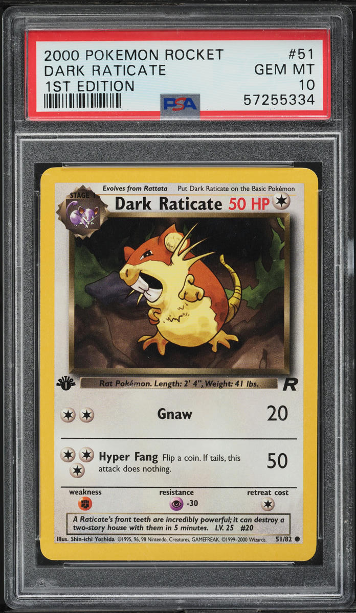 2000 Pokemon Team Rocket 1st Edition Dark Raticate #51 PSA 10 GEM MINT