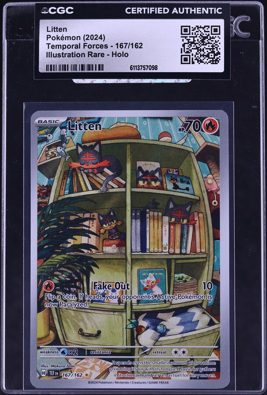 2024 Pokemon Scarlet & Violet Temporal Forces IR Litten #167 CGC AUTH