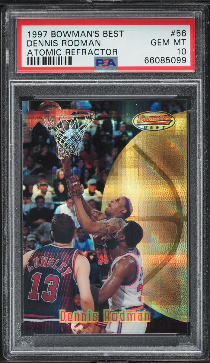 1997 Bowman's Best Atomic Refractor Dennis Rodman #56 PSA 10 GEM MINT