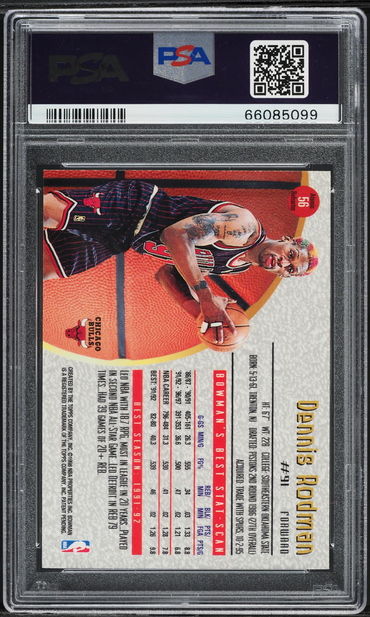 1997 Bowman's Best Atomic Refractor Dennis Rodman #56 PSA 10 GEM MINT