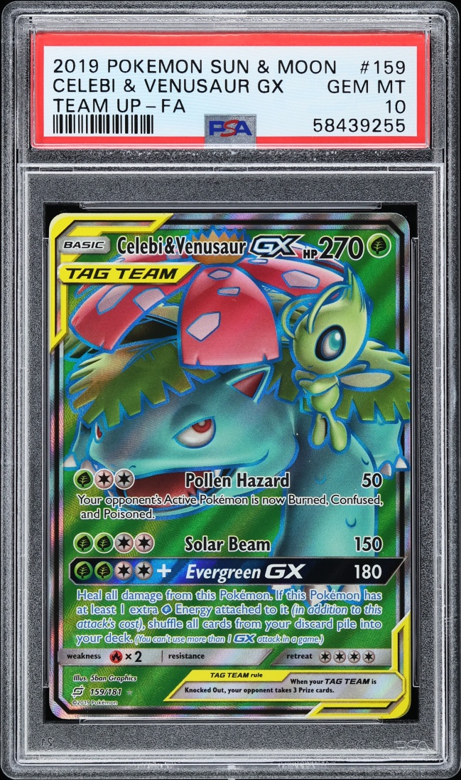2019 Pokemon Sun & Moon Team Up Full Art Celebi & Venusaur GX #159 PSA 10 GEM MINT