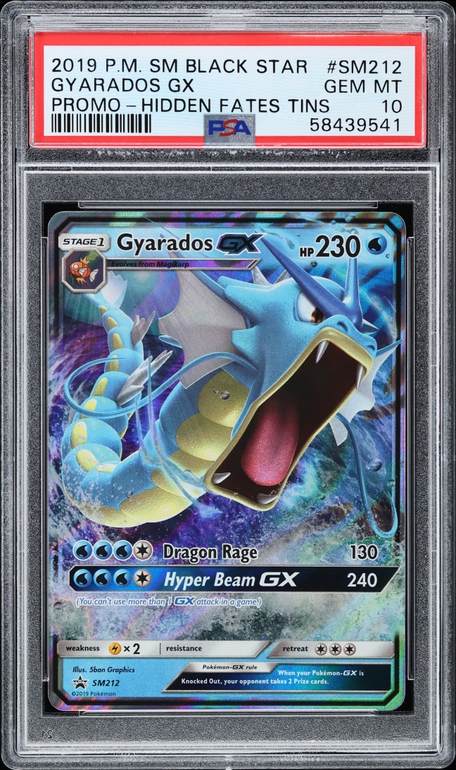 2019 Pokemon Sun & Moon Promo Hidden Fates Tins Holo Gyarados GX #SM212 PSA 10 GEM MINT