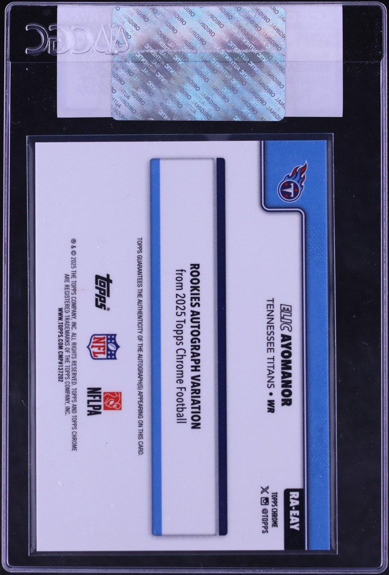 2025 Topps Chrome Green Geometric Refractor Elic Ayomanor ROOKIE AUTO /99 #RA-EAY CGC AUTH