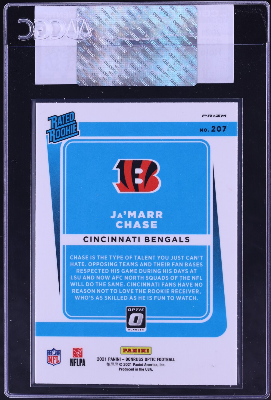 2021 Donruss Optic Holo Ja'Marr Chase ROOKIE #207 CGC AUTH