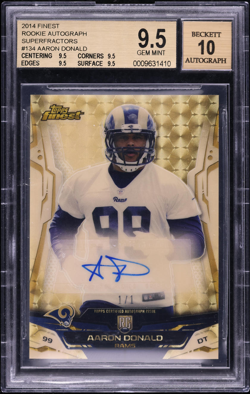 2014 Finest Superfractor Aaron Donald ROOKIE AUTO 1/1 #134 BGS 9.5 GEM MINT